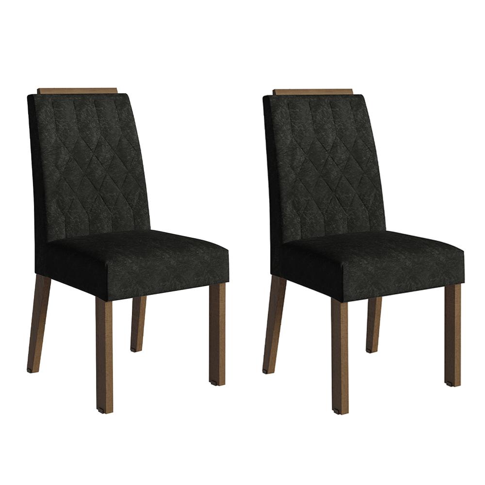 Kit 2 Cadeiras De Jantar 4256 Com Espaldar Rustic/oxford Madesa