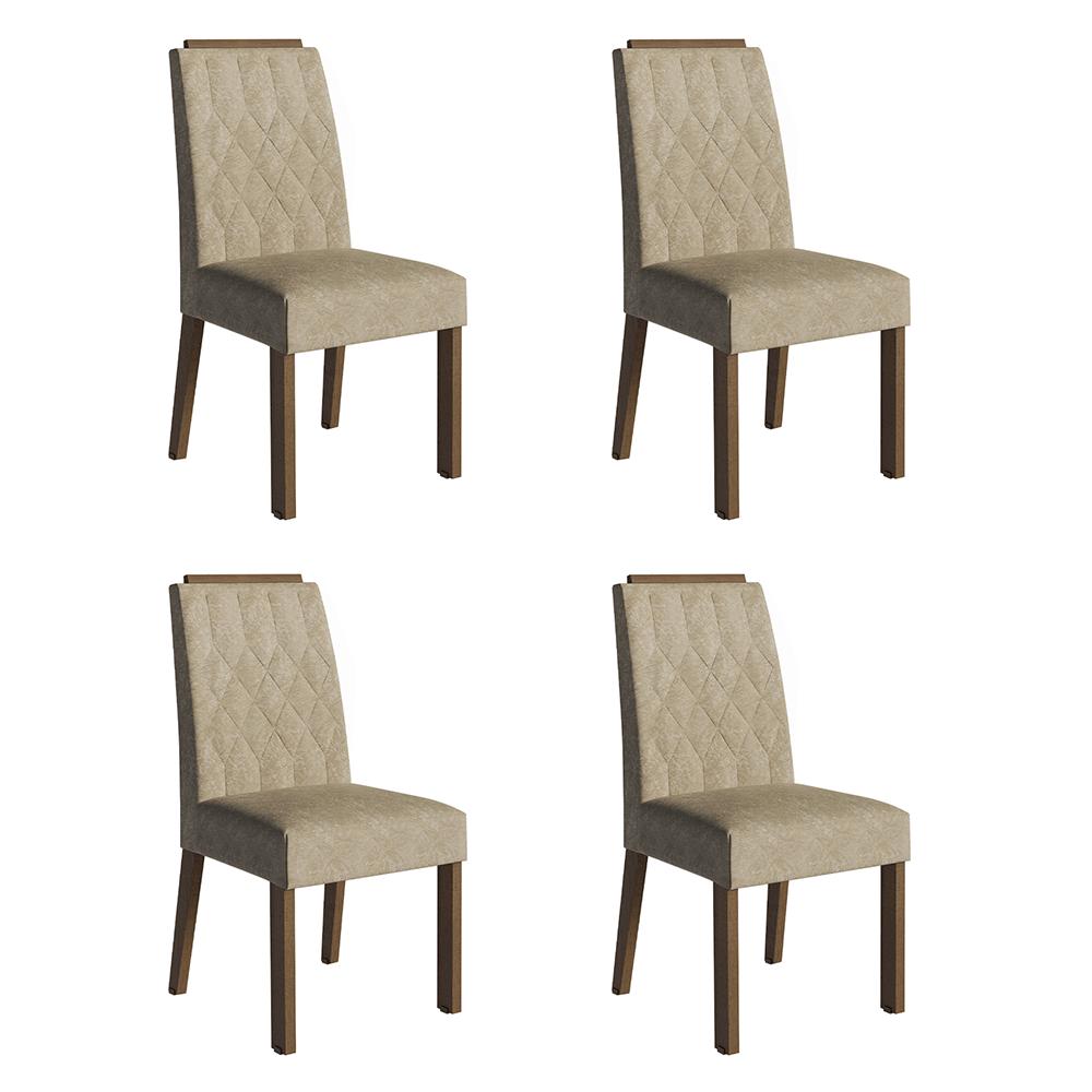 Kit 4 Cadeiras De Jantar 4256 Com Espaldar Rustic/imperial Madesa