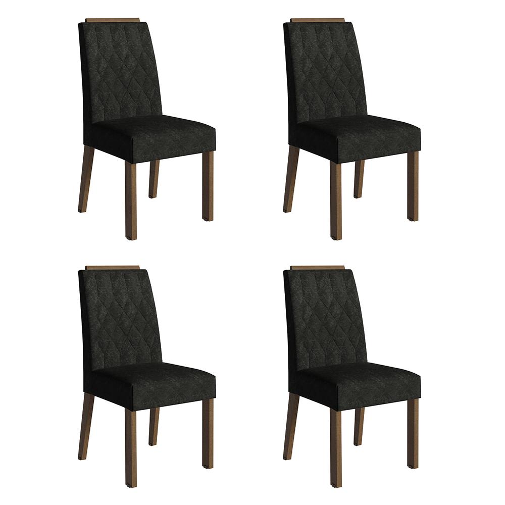 Kit 4 Cadeiras De Jantar 4256 Com Espaldar Rustic/oxford Madesa