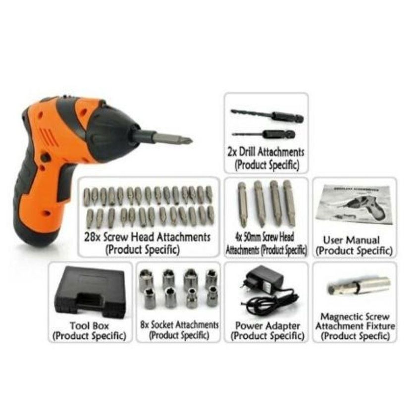 Kit Parafusadeira Com 45 Acessorios 4.8v Com Maleta Sem Fio Bateria Recarregavel Luz Led Bits E Soquetes Bivolt - imagem 2