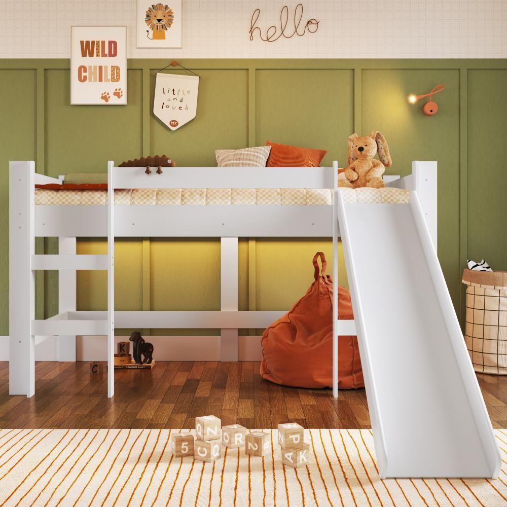 Cama Infantil Elevada Menino Menina Solteiro 202cm Com Degrau E ...