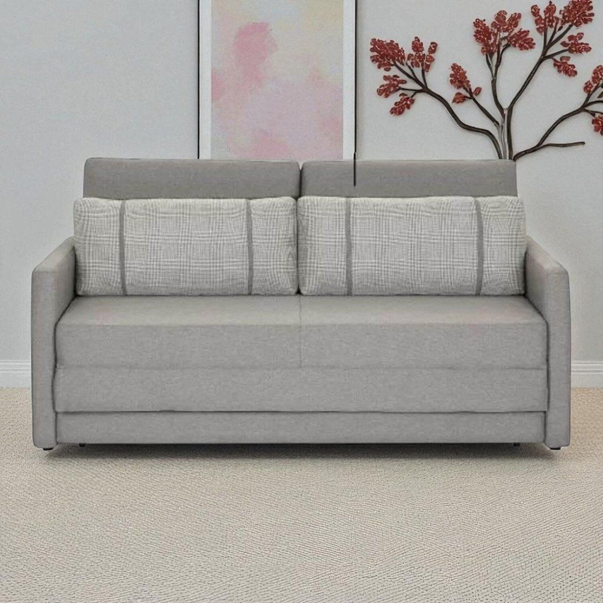 Sofá Cama 2 Lugares Queen 75cmx176cm Cinza Claro