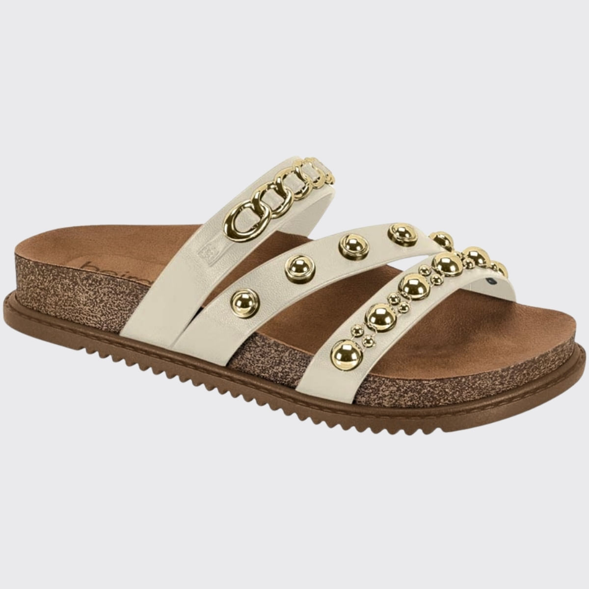 Sandália Feminina Pepete Tiras Bottons Beira Rio 8523.117.9569 - Branco Off - 35