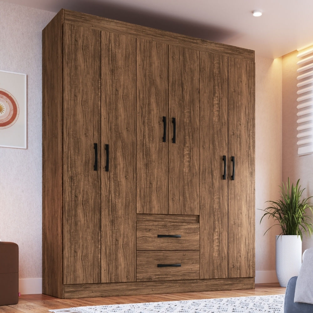 Guarda Roupa Solteiro 6 Portas 2 Gavetas Montevideu Doripel