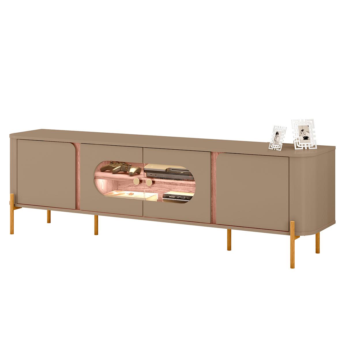 Rack Juquehy Tv 75 Polegadas Com 4 Portas E Pés Em Aço Fendi/freijo