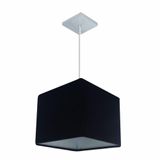 Lustre Pendente Quadrado Vivare Md-4058 Cúpula Em Tecido 21/25x25cm - Bivolt Preto 127/220v