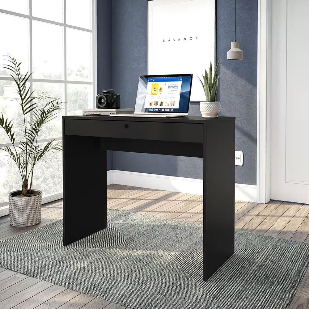 Mesa Escrivaninha Conquista 1 Gaveta Mdp Compacta Corrediça Metálica Pintura Uv Politorno