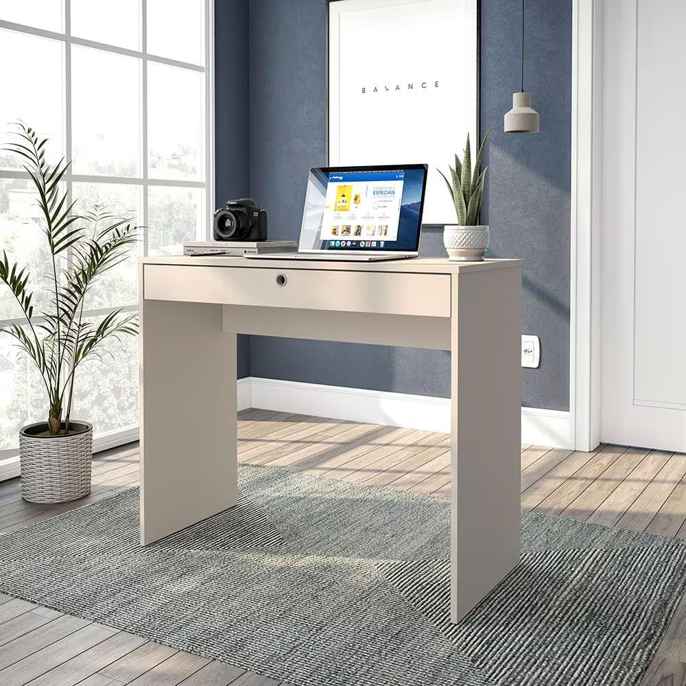 Mesa Escrivaninha Conquista 1 Gaveta Mdp Compacta Corrediça Metálica Pintura Uv Politorno