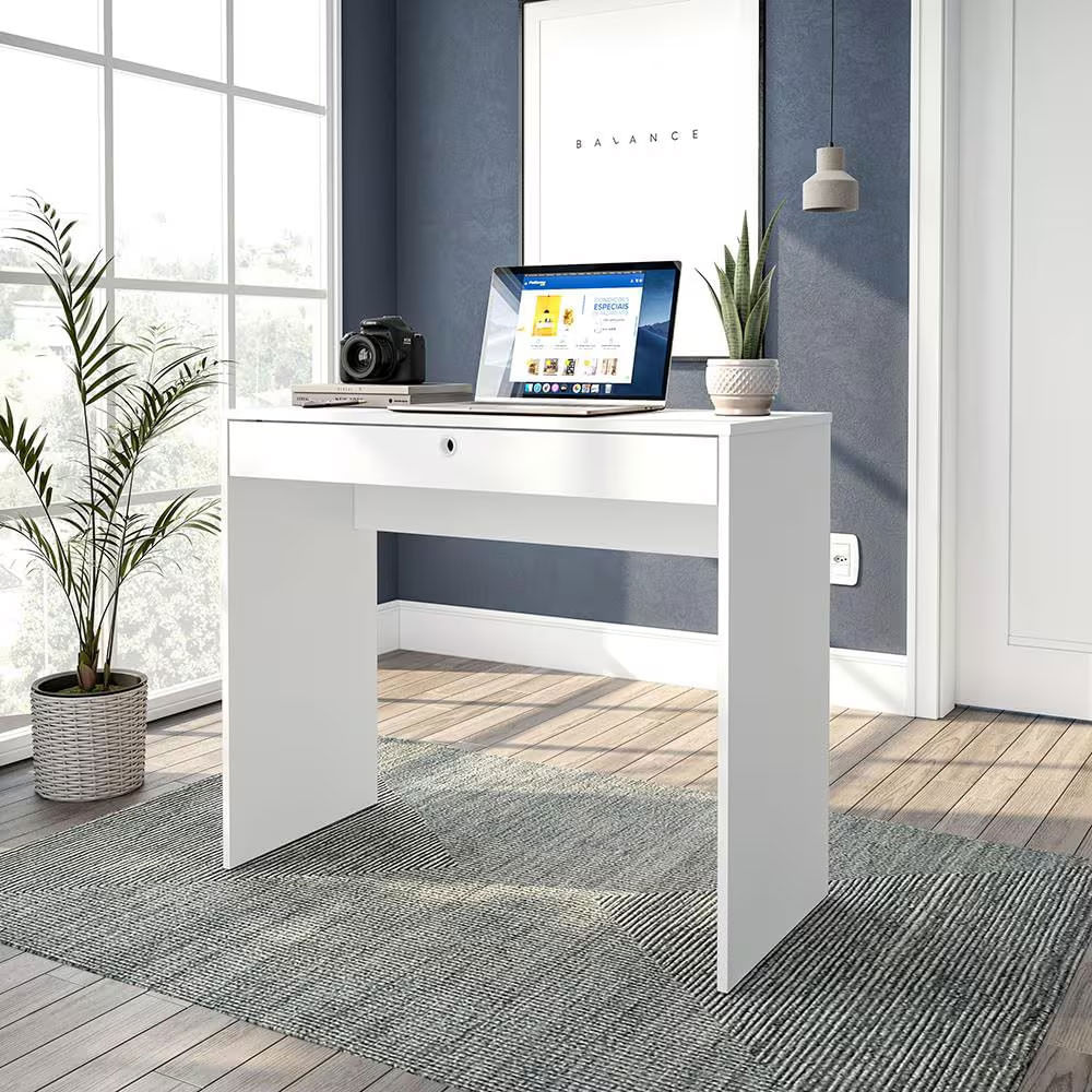 Mesa Escrivaninha Conquista 1 Gaveta Mdp Compacta Corrediça Metálica Pintura Uv Politorno