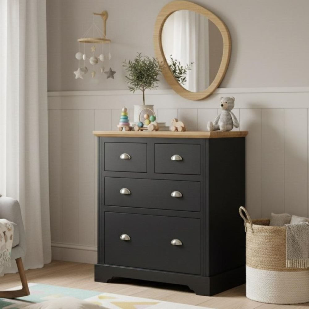 Cômoda Infantil 4 Gavetas Retrô Toledo Cinza