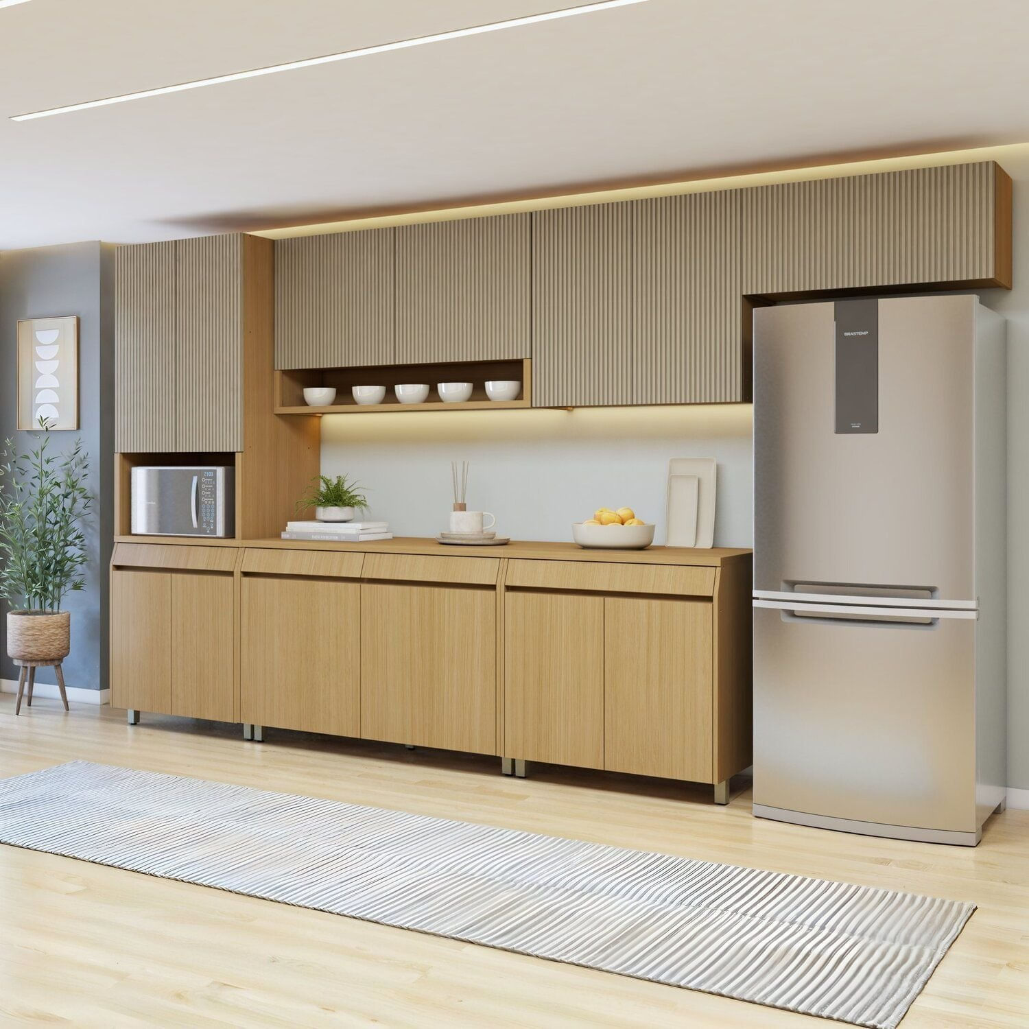 Cozinha Completa Modulada 6 Peças 13 Portas 6 Gavetas 100% Mdf Simone Mendes Marrom