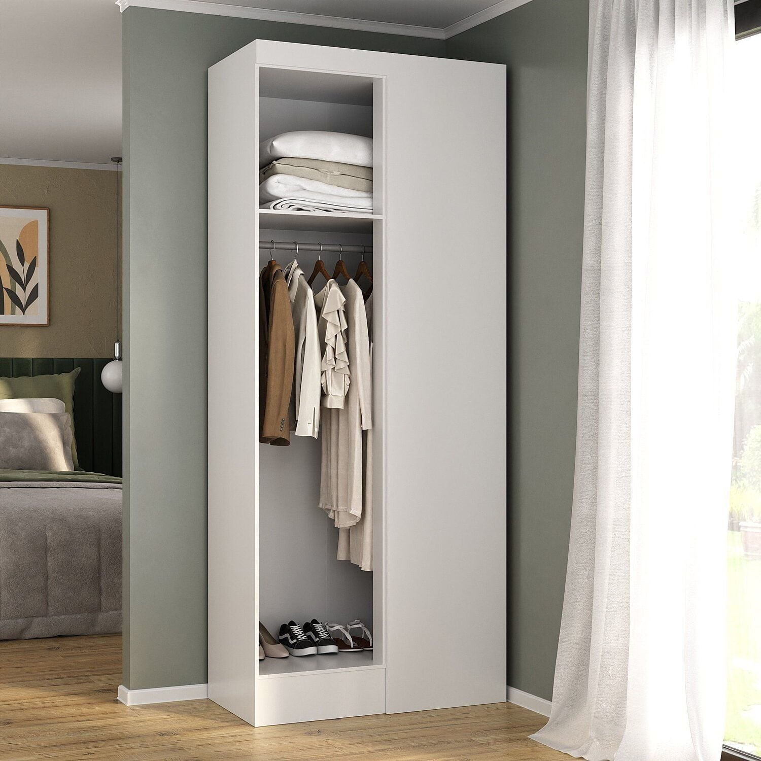 Módulo Para Closet Canto 1 Porta Smart Espresso Móveis Branco
