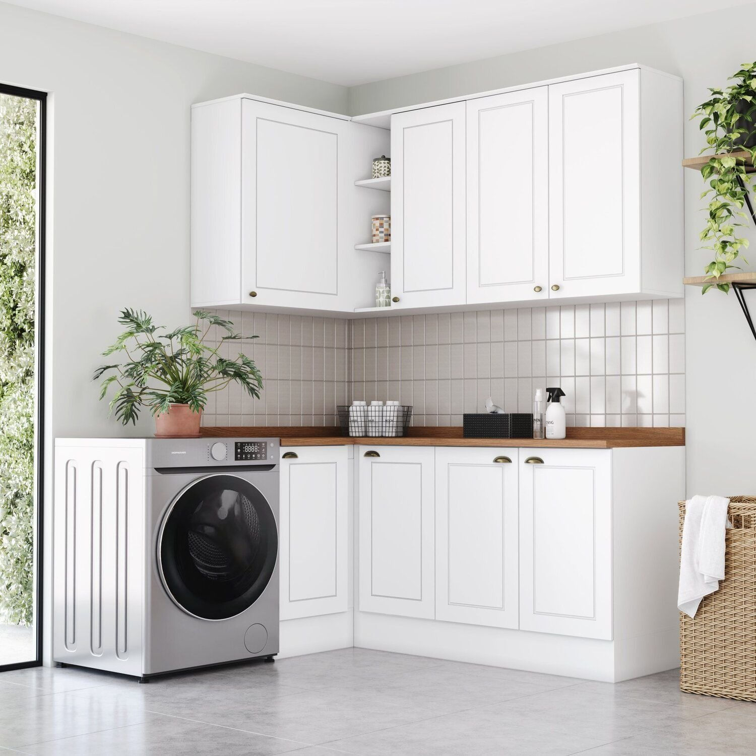 Lavanderia Modulada 05 Peças Com Tampo Emily Branco /nature