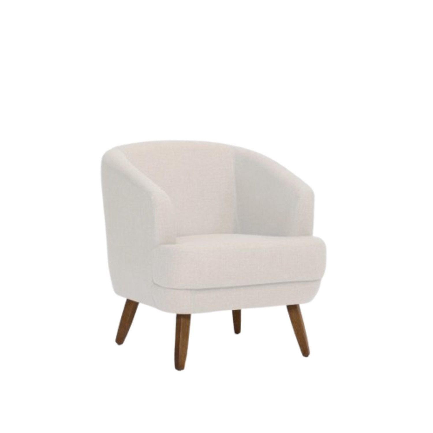 Poltrona Para Sala De Estar Pés Em Madeira Tamara Pérola