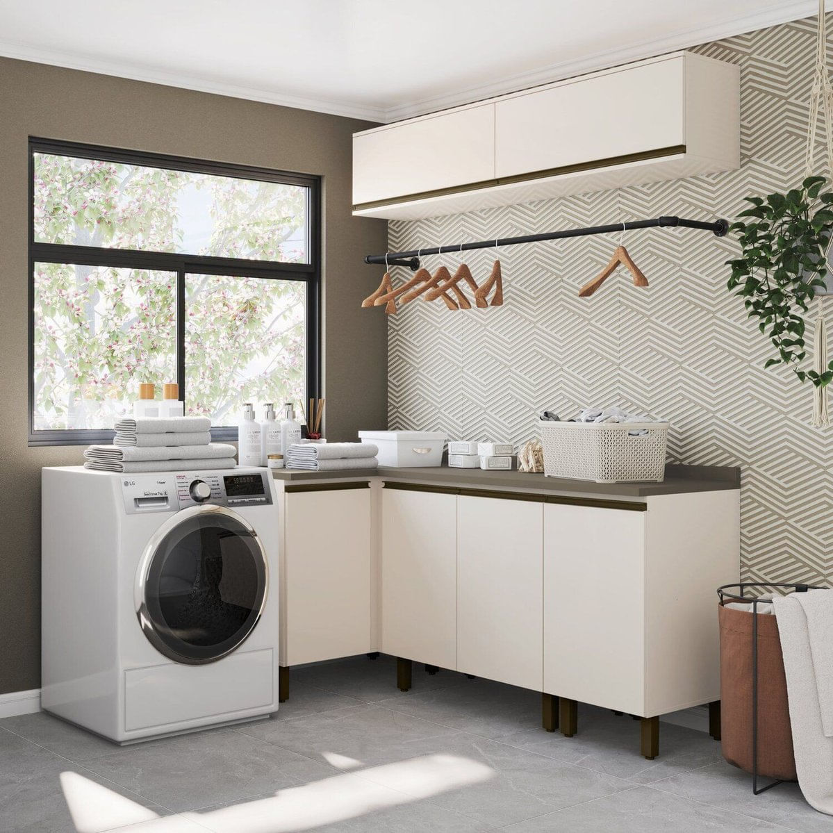 Lavanderia Modulada 05 Peças Com Tampo Aurora Off White