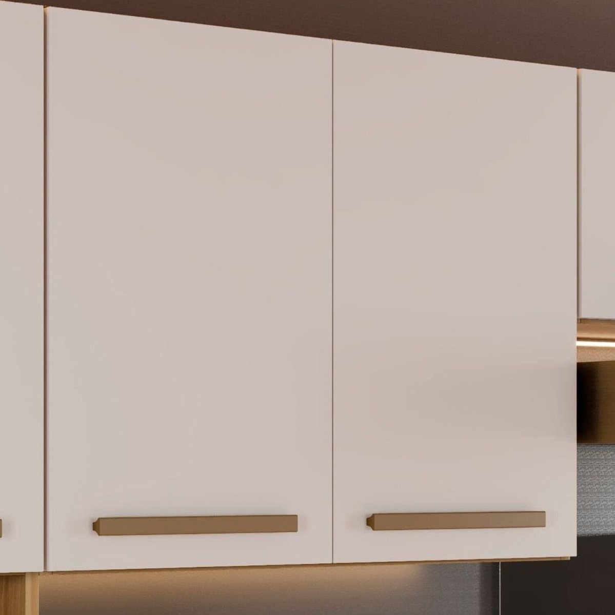 Armário Aéreo Para Cozinha 2 Portas Cristal Cinamomo/off White