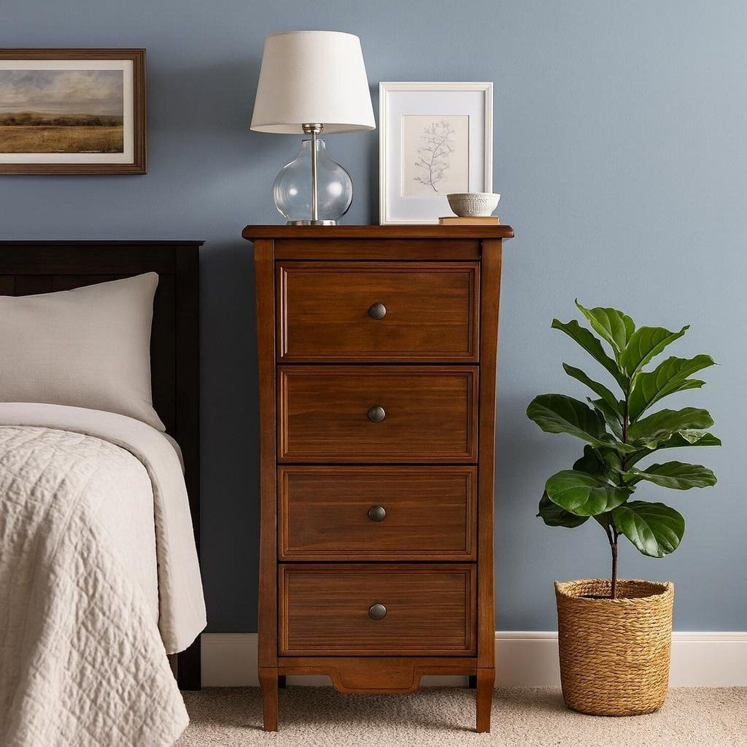 Cômoda Alta 4 Gavetas Estreita Amsterdã Capuccino