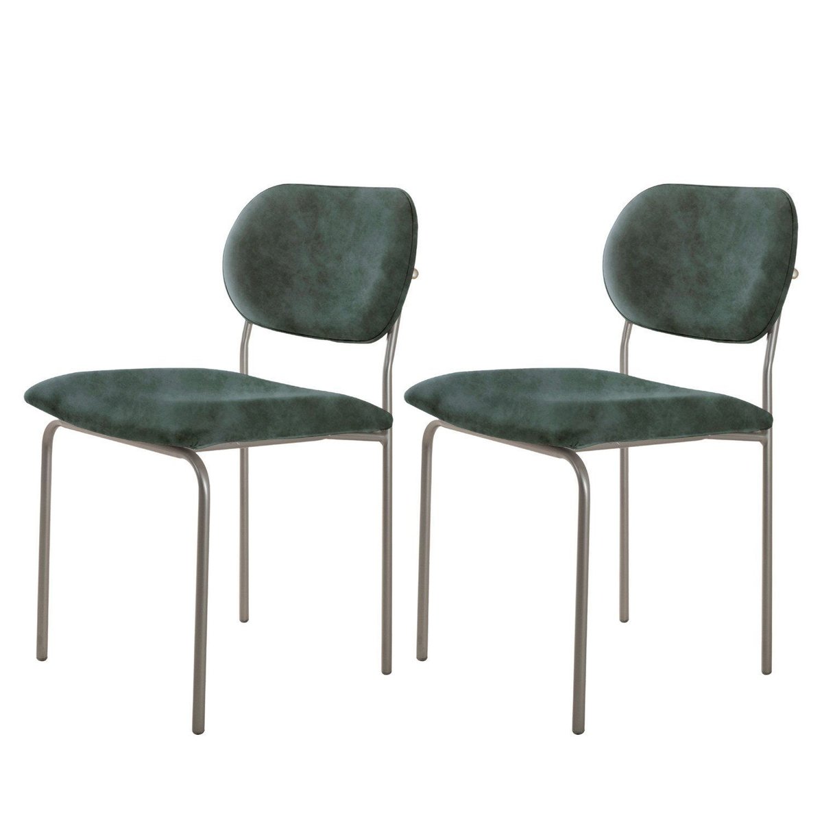 Conjunto Com 2 Cadeiras Em Metal Bless Jade / Prata