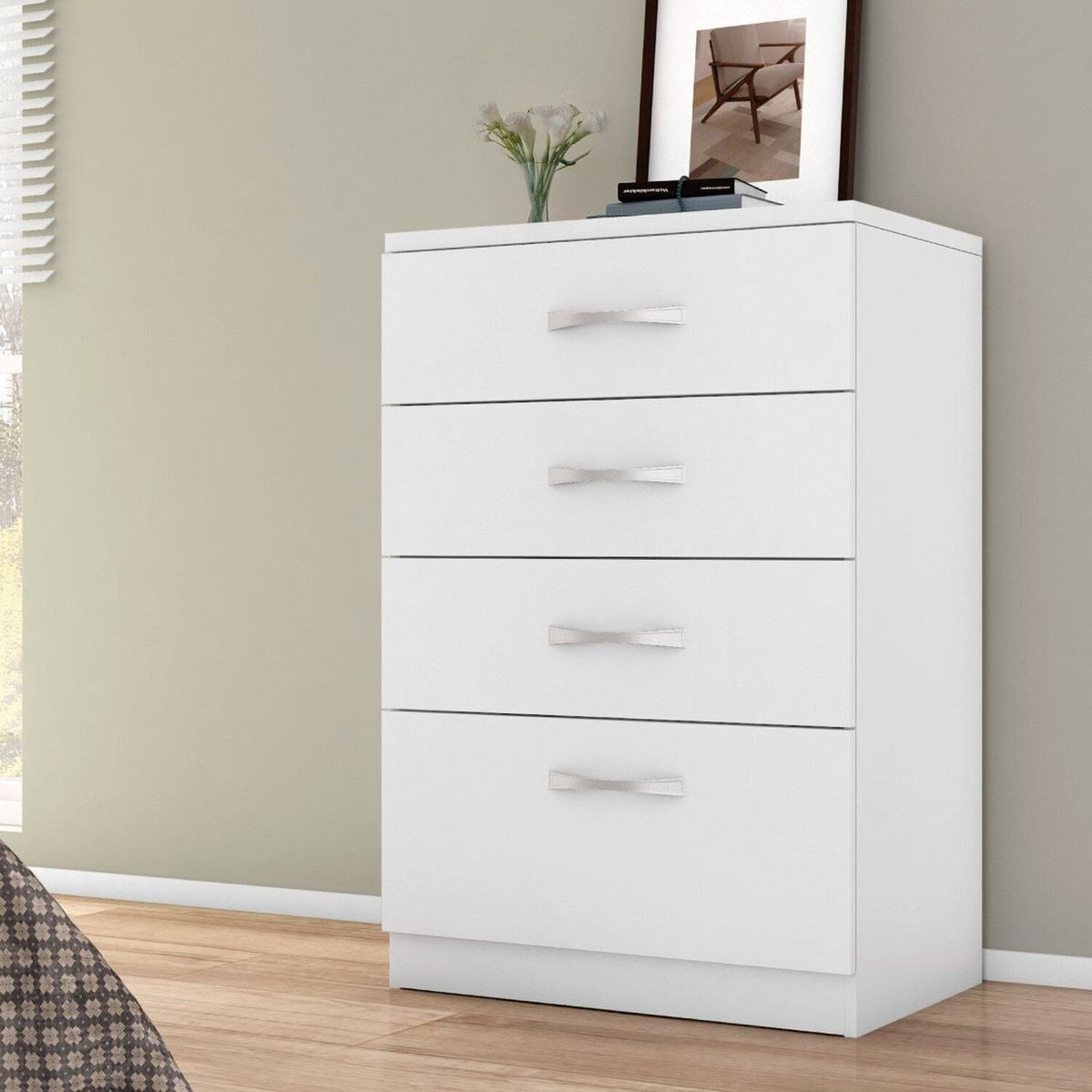 Cômoda Para Quarto 4 Gavetas Alegria Branco