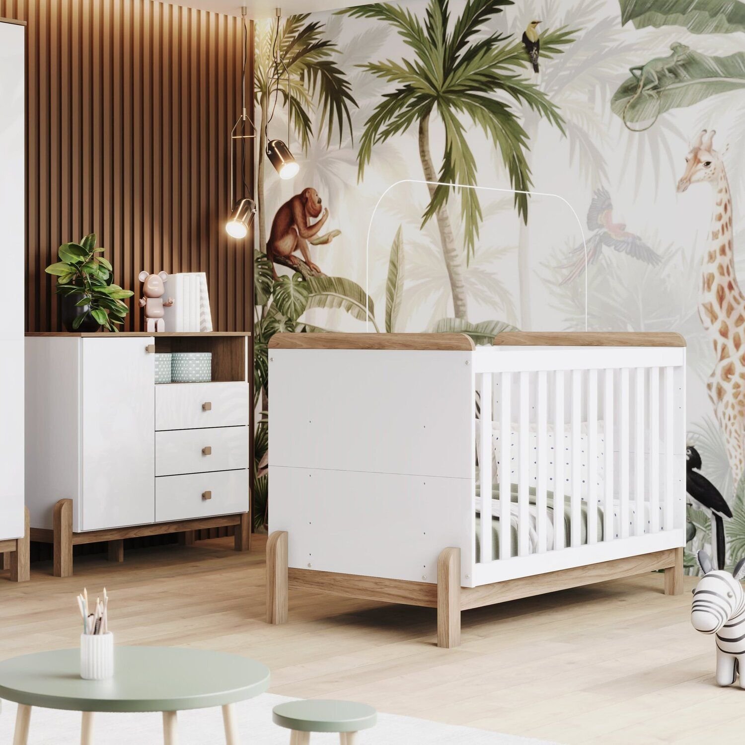 Conjunto Quarto De Bebê Berço E Cômoda Ternura Branco/jequitibá