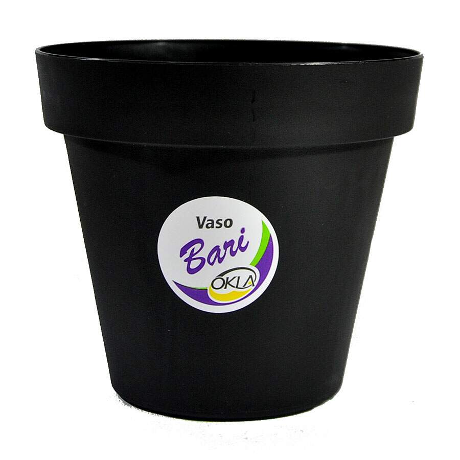 Vaso Okla Bari Preto para Jardim - 2,4L