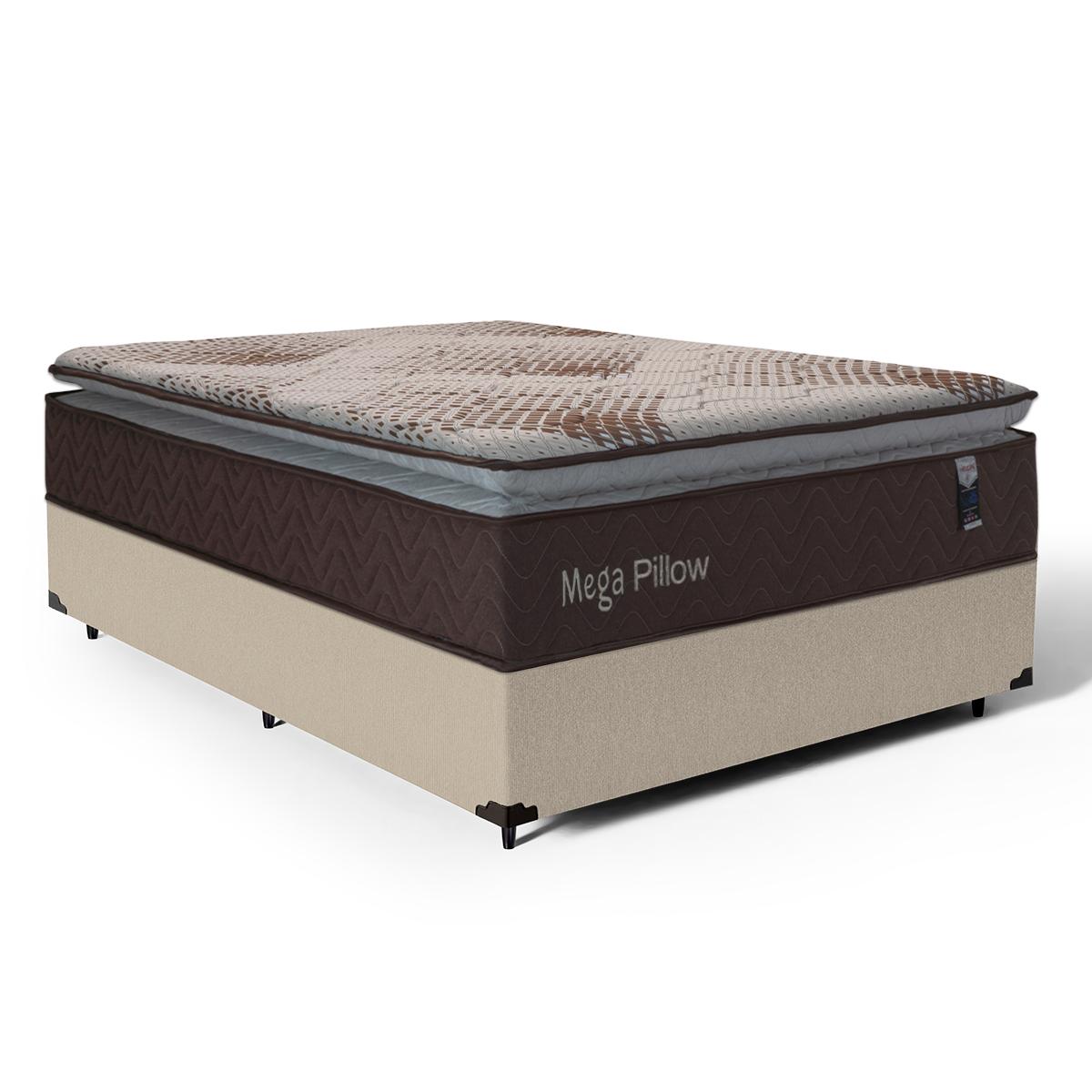 Cama Box + Colchão De Espuma Mega Pillow Casal 138 cm