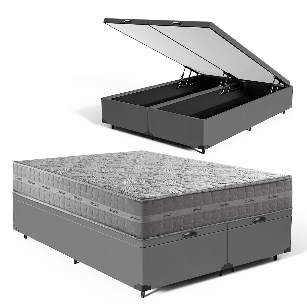 Cama Box Baú Com Colchão De Molas Ensacadas Anjos Ultra Spring Queen 158cm