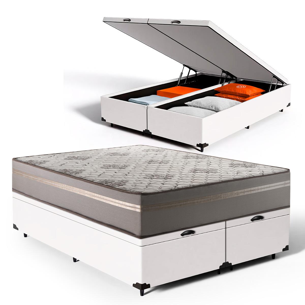 Cama Box Baú Queen + Colchão De Espuma D33 Millenium Oneface