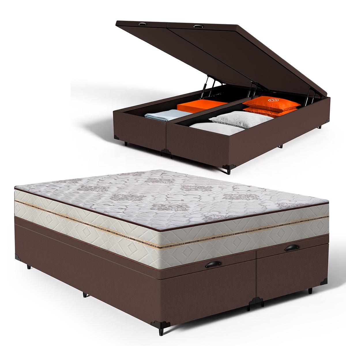 Cama Box Baú Queen + Colchão Molas Ensacadas - Hellen Luxury