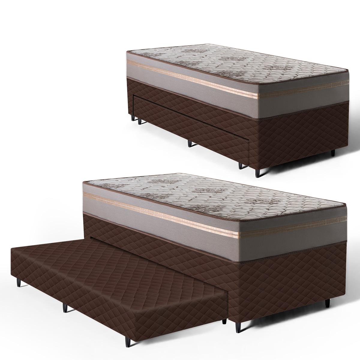 Cama Box Com Colchão De D33 Millenium One Face + Auxiliar De Espuma Unique Solteiro 88cm