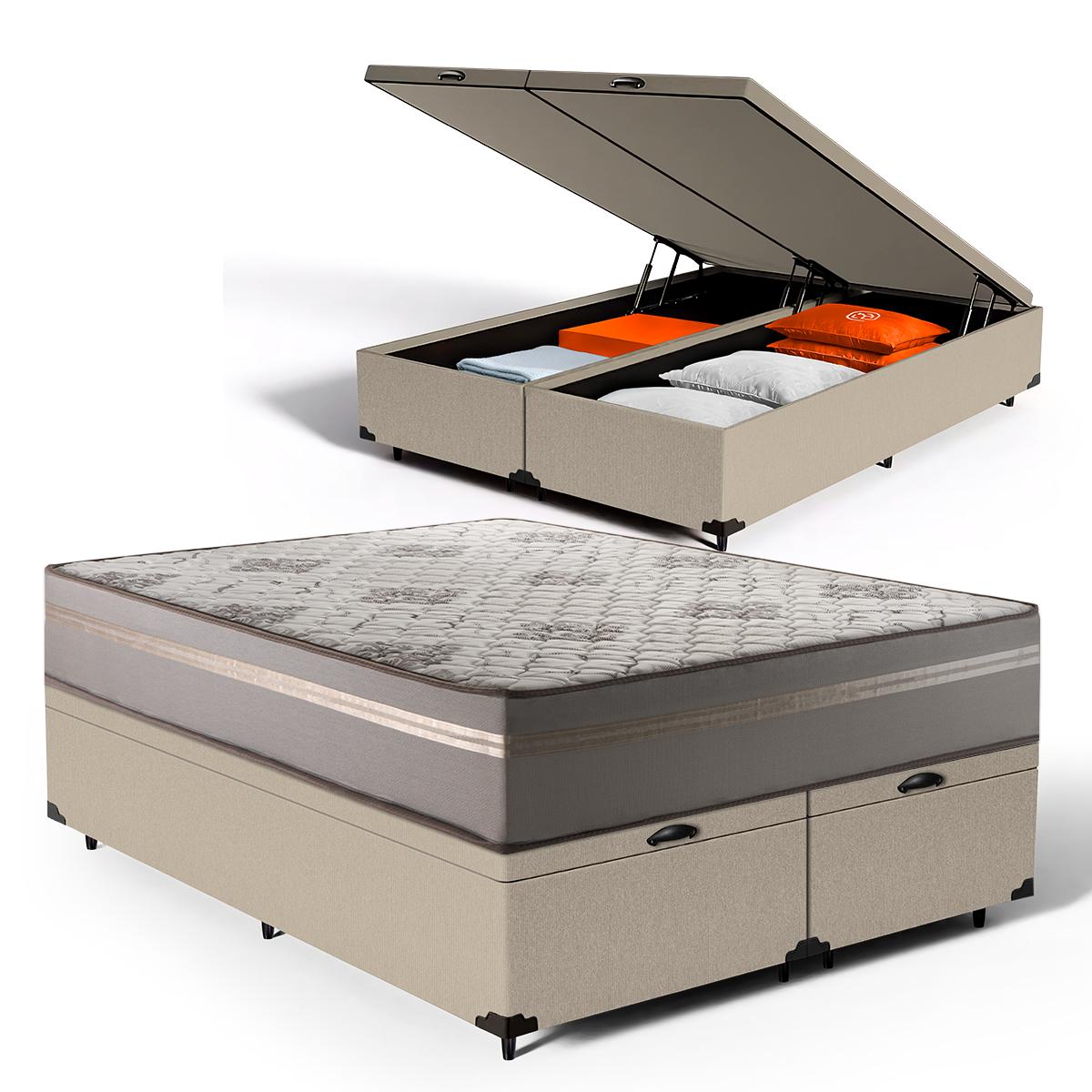 Cama Box Baú Queen + Colchão De Espuma D33 Millenium Oneface