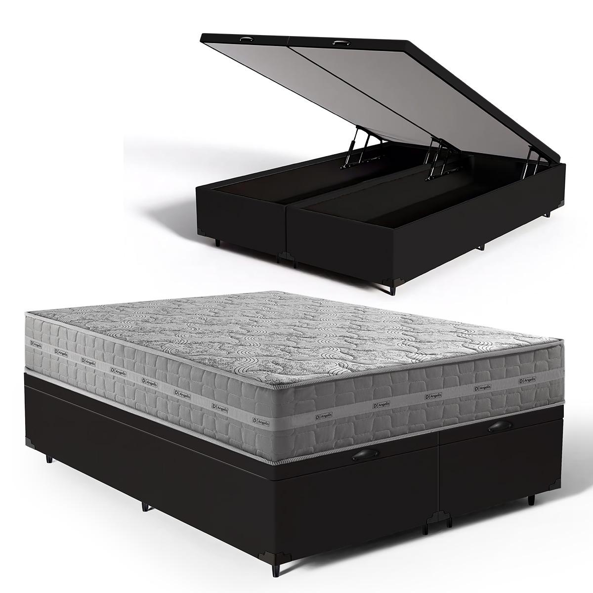 Cama Box Baú Com Colchão De Molas Ensacadas Anjos Ultra Spring Queen 158cm