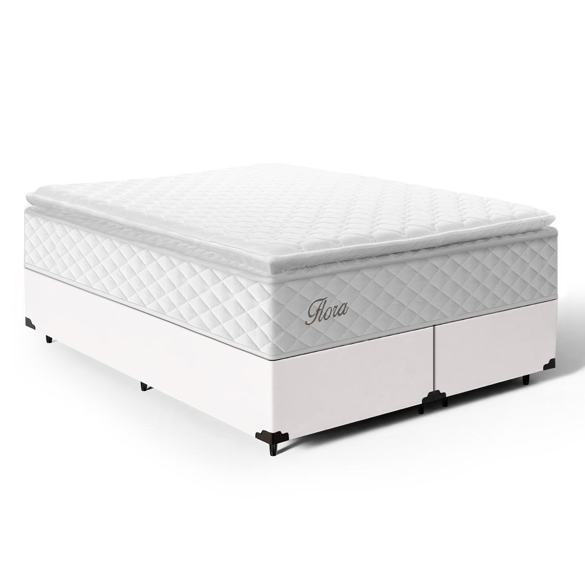 Cama Box Com Colchão De Molas Ensacadas Pillow Top Flora Queen 158cm