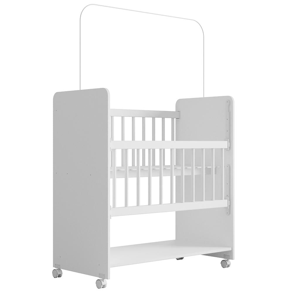 Mini Berço Grade Movel 89 Cm Outside Branco Mobbs