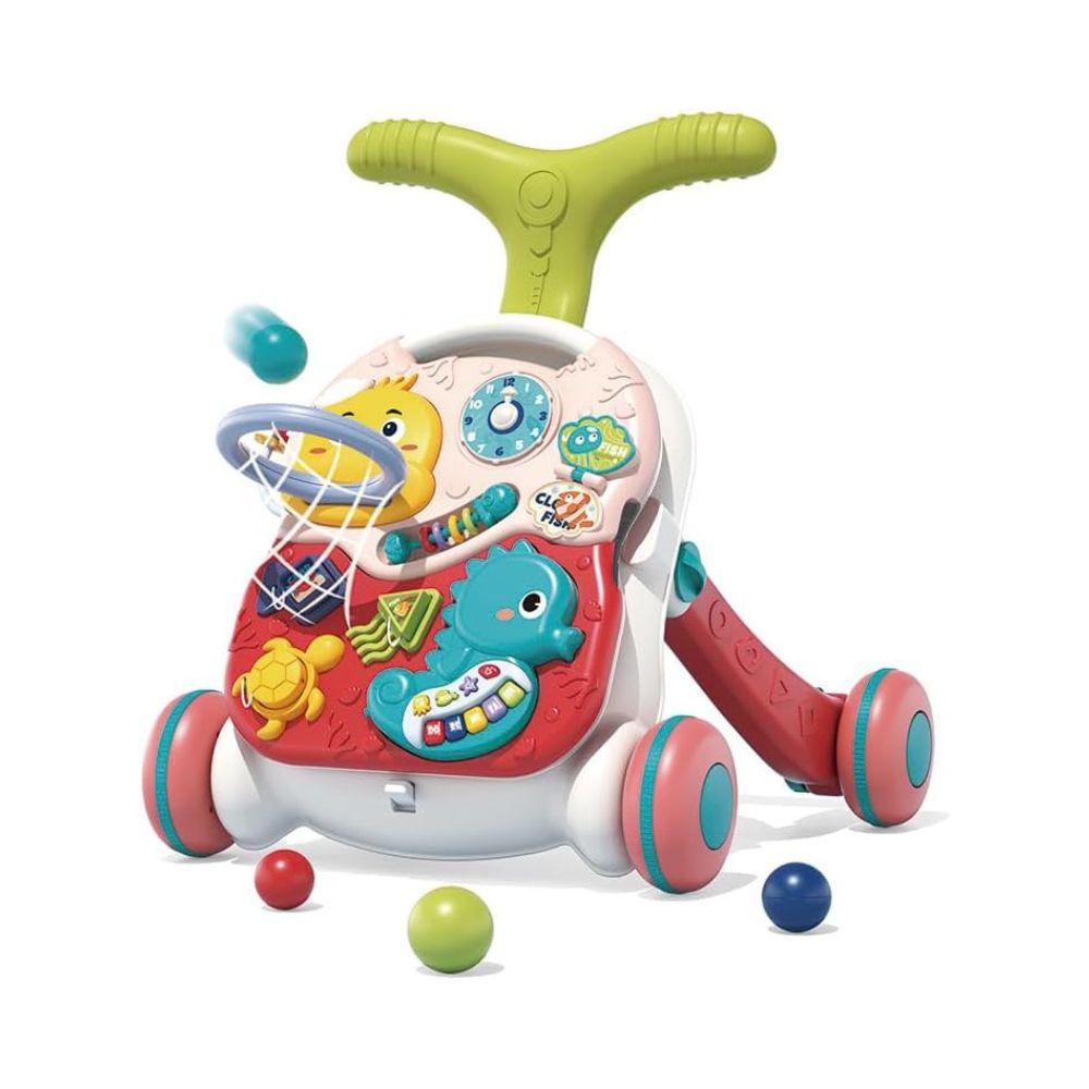 Andador Educativo Infantil Fundo Do Mar 2 Em 1 Verde E Rosa Zippy Pf24268