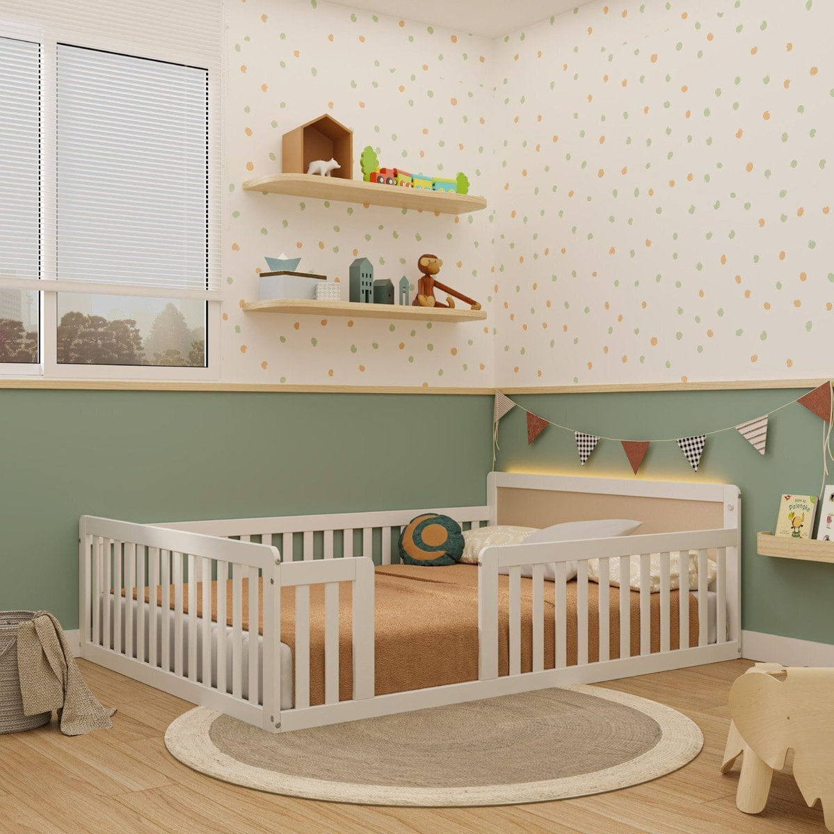 Cama Montessoriana Casal Com Led Giulia Rattan Casatema Madeiraoriginals Branco