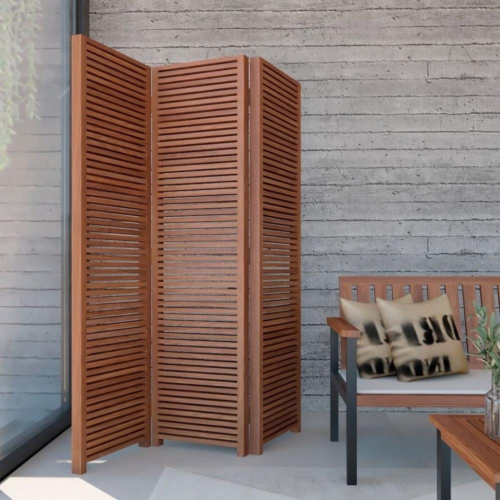 Biombo Decorativo Em Madeira Triplo Liver Cedro Rosa Amadeirada