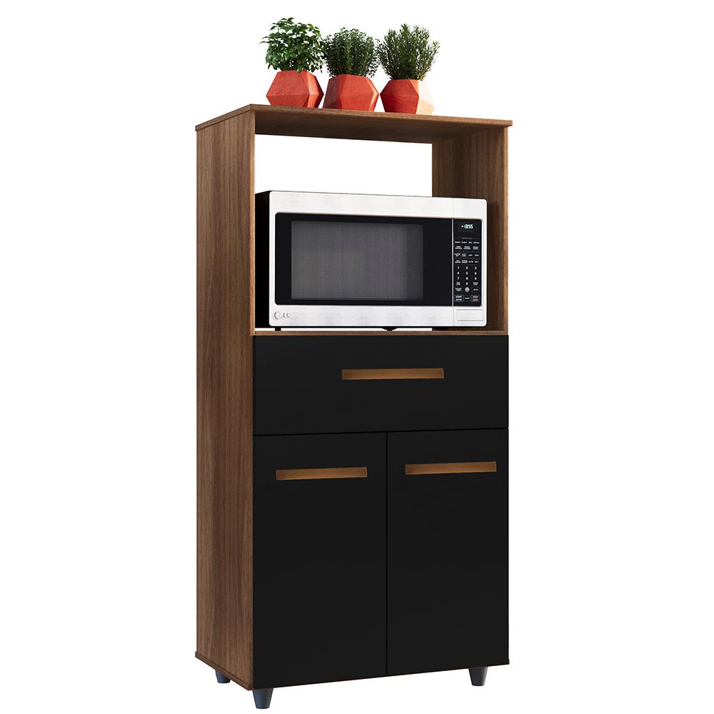 Balcao Multiuso Forno 2p 1g 60 Cm Luna Savana Preto Mobbs