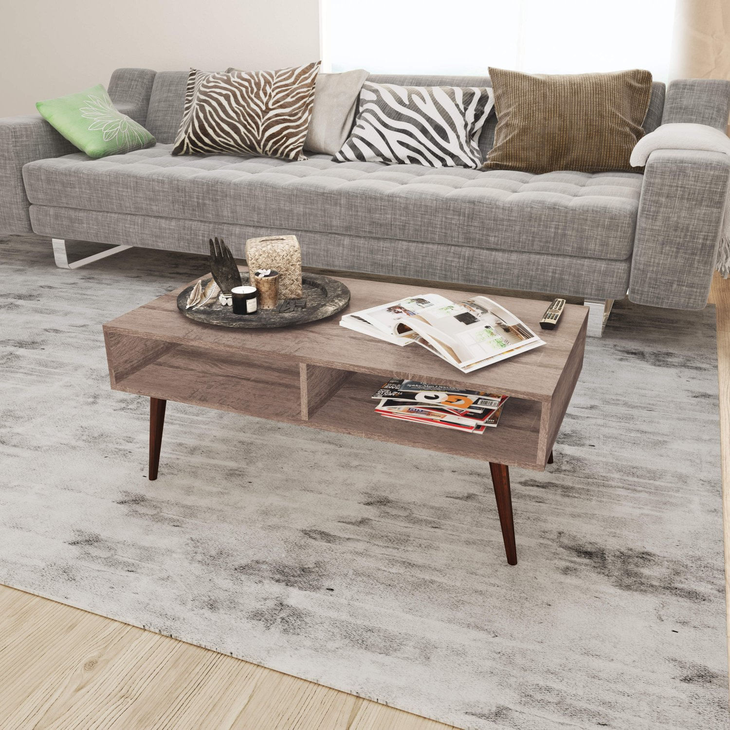 Mesa de Centro Retrô 2 Nichos RT 3064 Movelbento Rústico