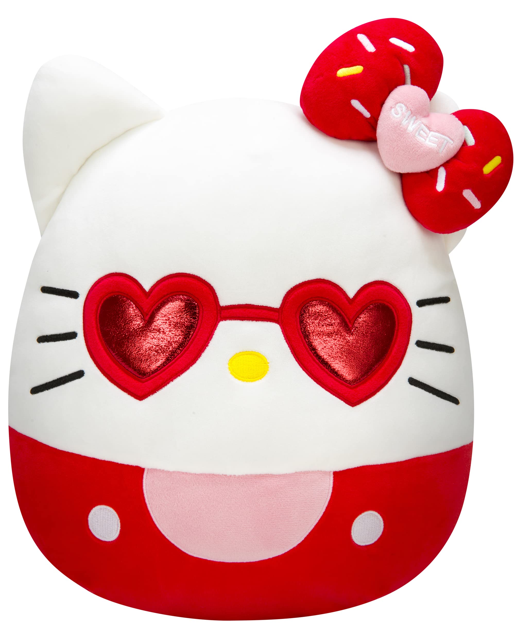 Brinquedo De Pelúcia Squishmallows Hello Kitty Com Óculos Vermelhos De 35 Cm