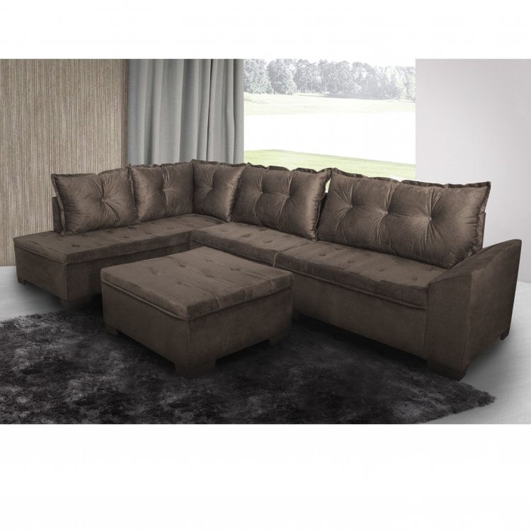 Sofá de Canto Itapema Montreal Rústico Café