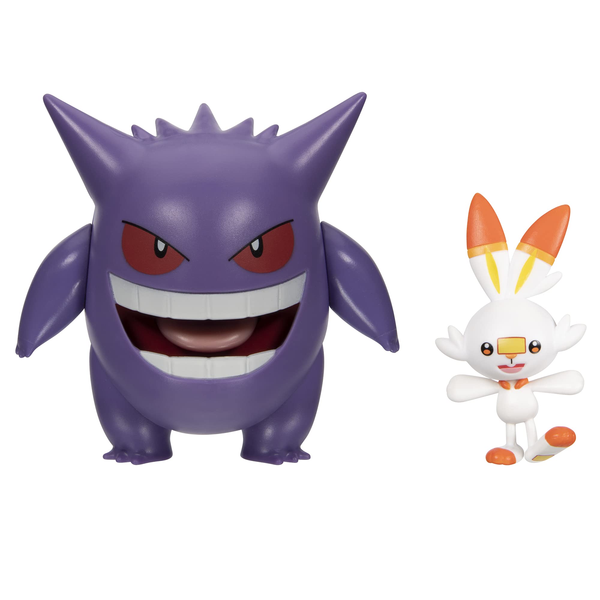 Pacote Com 2 Bonecos De Brinquedo Pokémon Battle Gengar &amp; Scorbunny