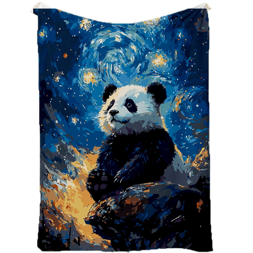 Cobertor Sanmu Flannel Halloween Pintura A Óleo Starry Sky Panda