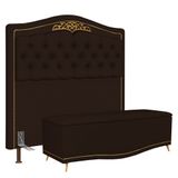 Cabeceira Cama Box Casal Queen 160cm Com Calçadeira Baú Imperial J02 Corano Marrom Escuro - Mpozenato