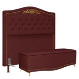 Cabeceira Cama Box Casal King 195cm Com Calçadeira Baú Imperial J02 Suede Vinho - Mpozenato