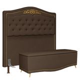 Cabeceira Cama Box Casal 140cm Com Calçadeira Baú Imperial J02 Suede Chocolate - Mpozenato
