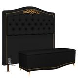 Cabeceira Cama Box Casal King 195cm Com Calçadeira Baú Imperial J02 Corano Preto - Mpozenato