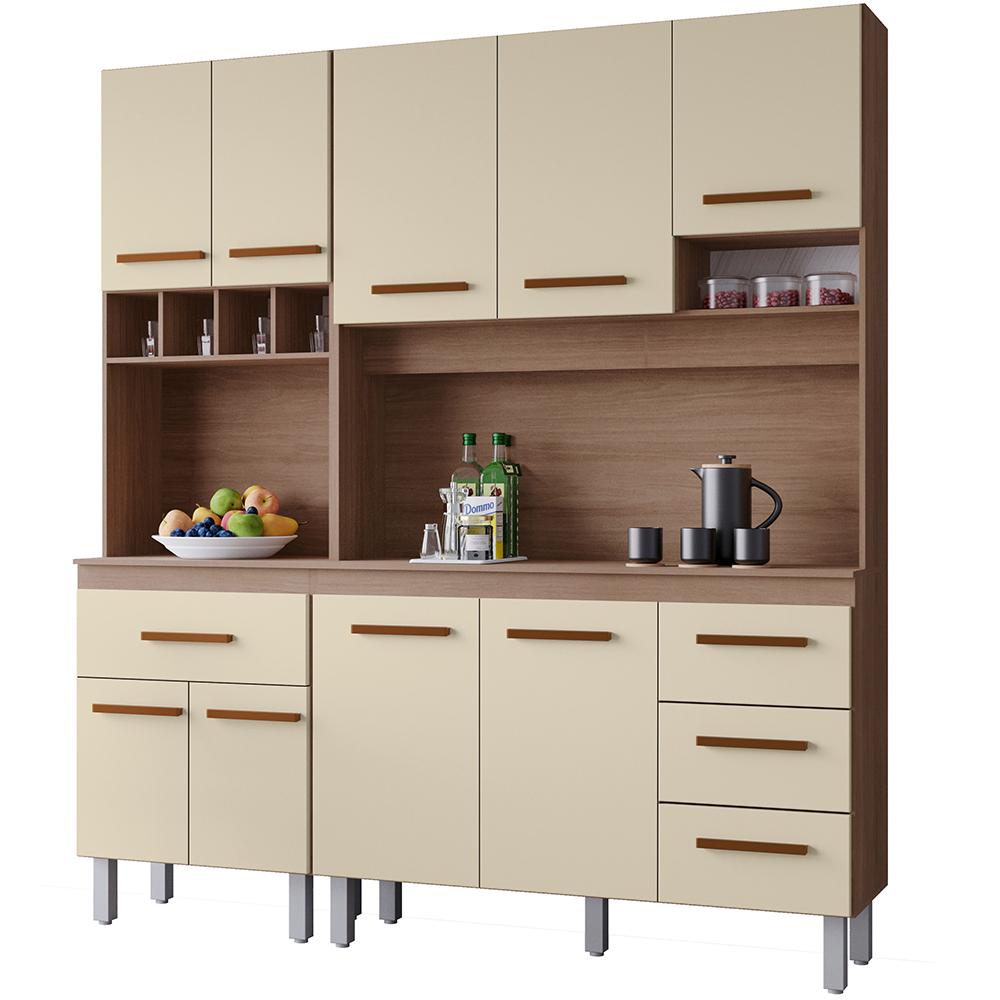 Kit Cozinha 9p 4g 180 Cm Vitoria Savana Off White Mobbs