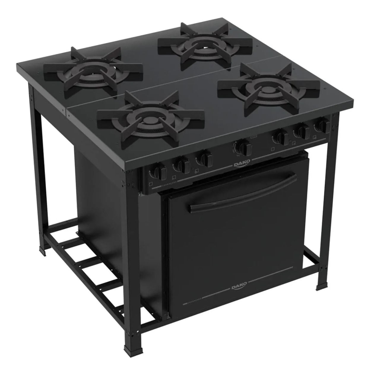 Fogao Industrial 4q Couracado C/forno Preto