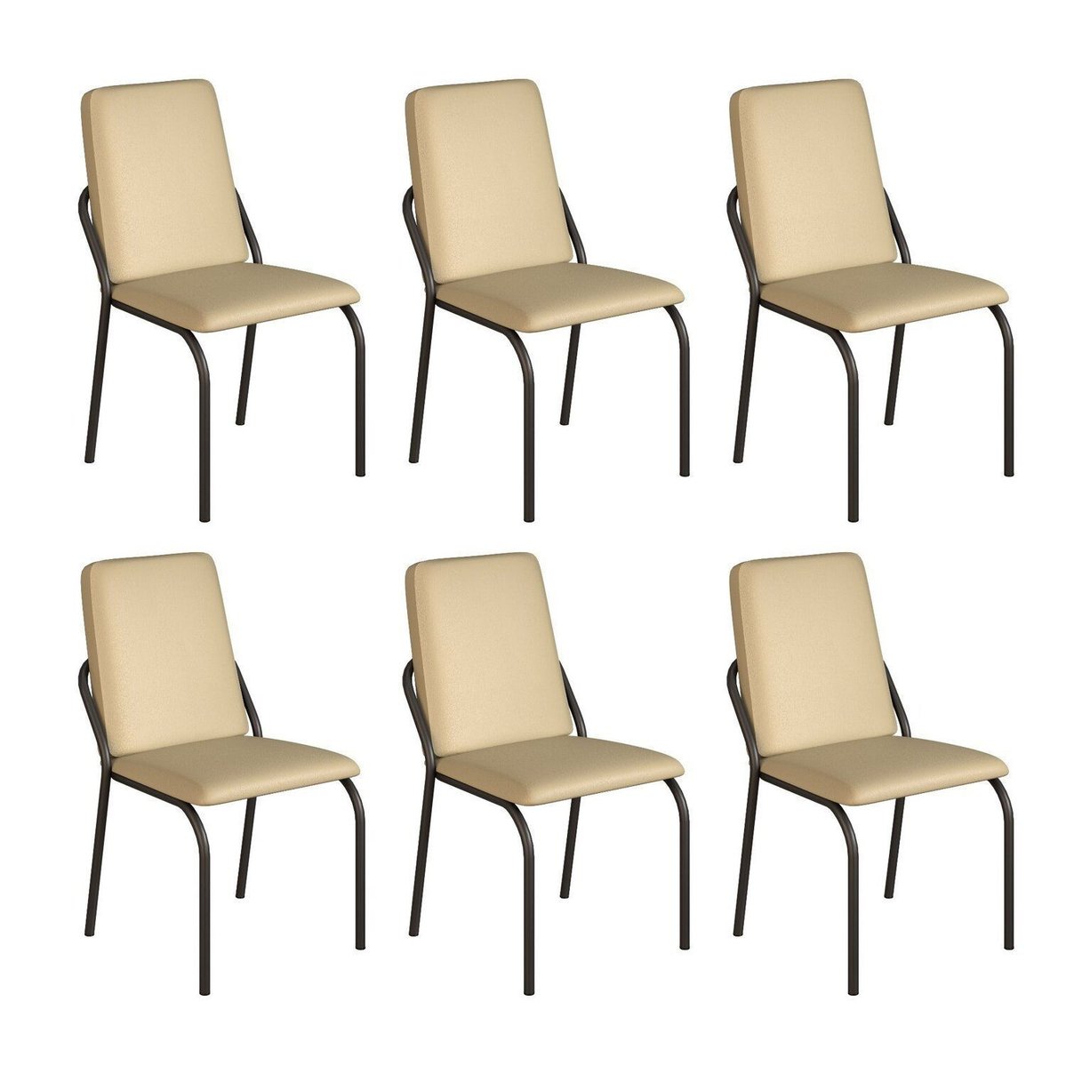Kit 6 Cadeiras Para Sala De Jantar Malibu Creme / Preto Fosco